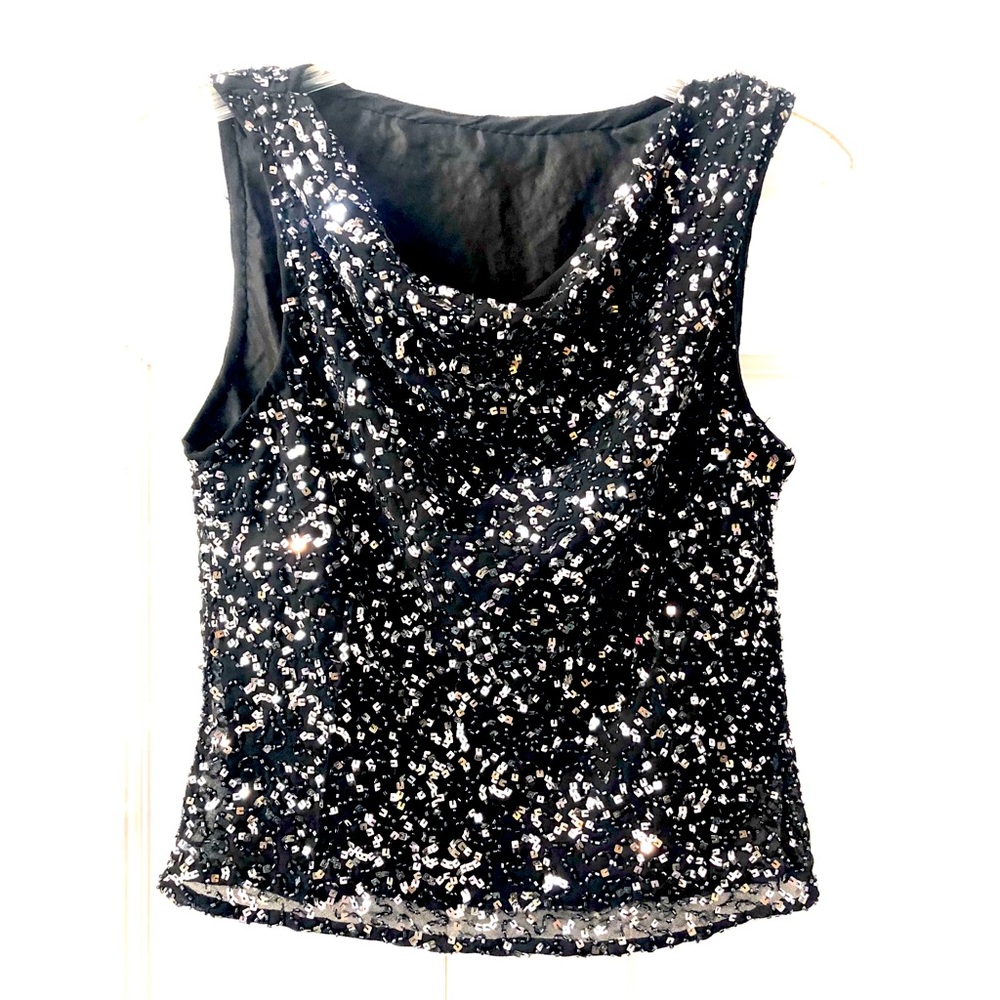 Sparkly Sequined Cowl Neck Top